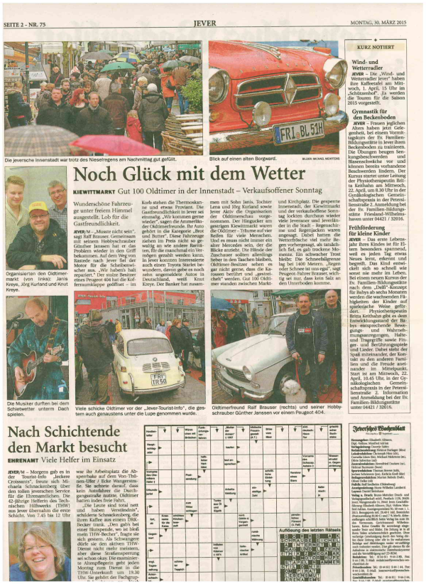 Glück mit dem Wetter zum Kiewittmarkt in Jever 2015