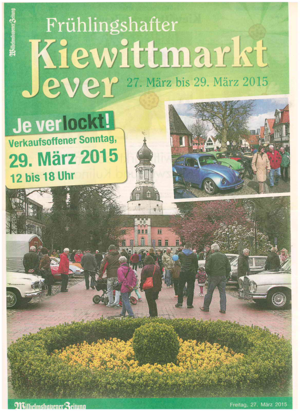 Beilage Wilhelmshavener-Zeitung zum Kiewittmarkt 2015 in Jever - Seite 1 von 3